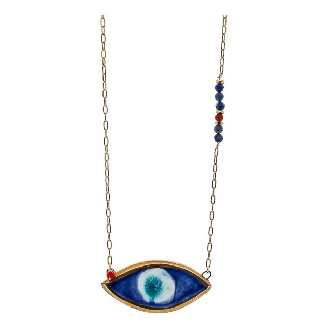 Energy Anchor Evil Eye Pendant Necklace For Sale