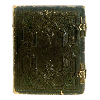 American Civil War Era Morocco Leather Photo Album With Brass Closures For Sale