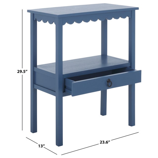 Contemporary Heaven Scalloped Low Drawer Accent Table in Blue For Sale - Image 3 of 10