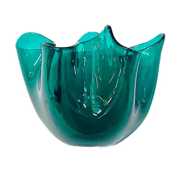 Mid 20th Century Venini Green Murano Glass Vase For Sale - Image 5 of 5