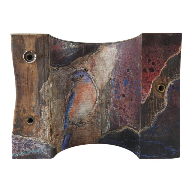 Bluebird Watercolor & Mixed Media Sculpture For Sale