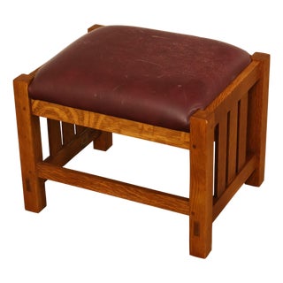 Stickley Mission Collection Oak Spindle Footstool For Sale