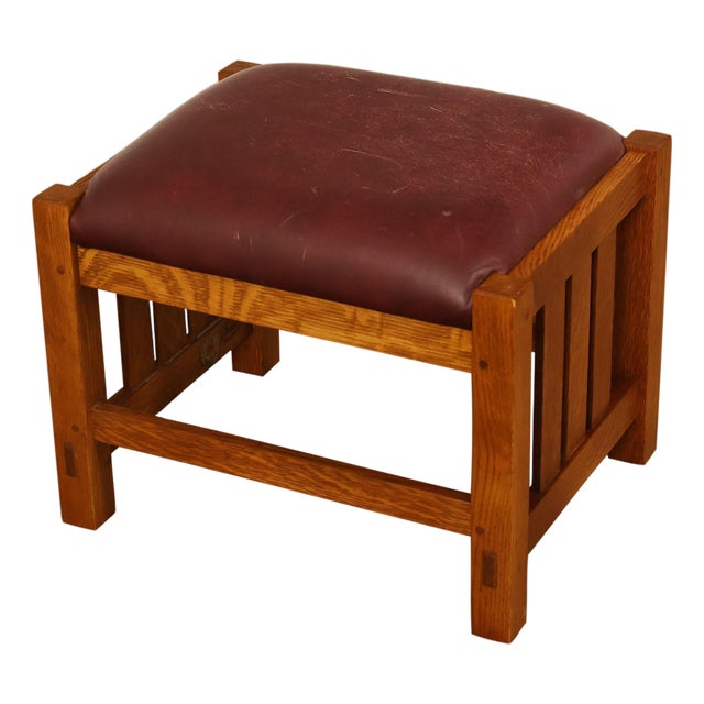 Stickley Mission Collection Oak Spindle Footstool For Sale