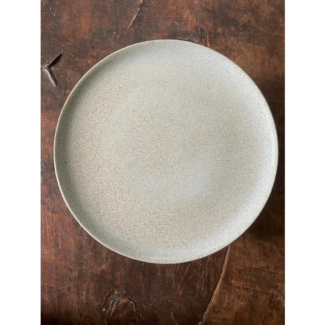 Mid-Century Modern Mid 20th Century Mid Century Modern Pale Blue Speckled Edith Heath Ceramics10.5” Dinner Plates - Set of Fourteen(14) For Sale - Image 3 of 6