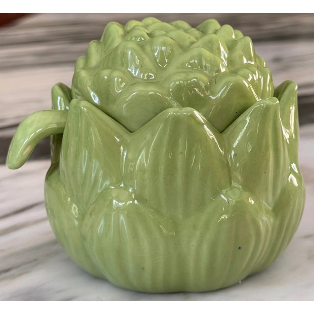VV6.49 10%+taxPresenting a one-of-a-kind studio art artichoke motif condiment server. In an all-over pleasant pale green...