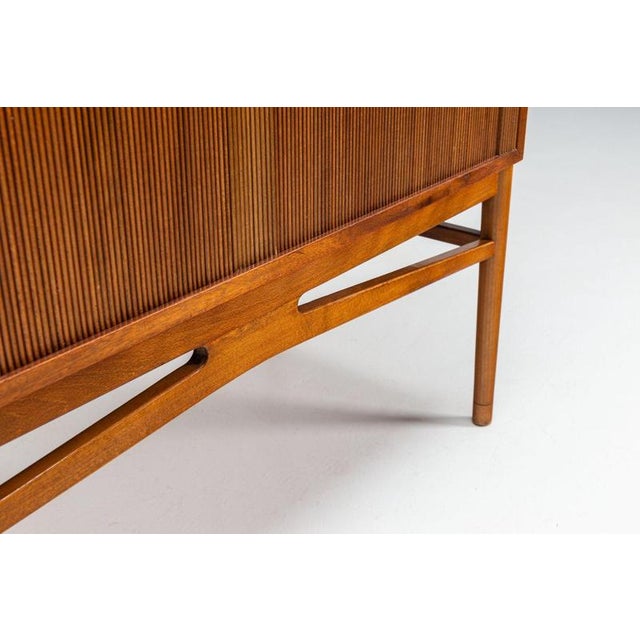 Wood Danish High Cabinet in Teak with Tambour Doors, 1960 For Sale - Image 7 of 15