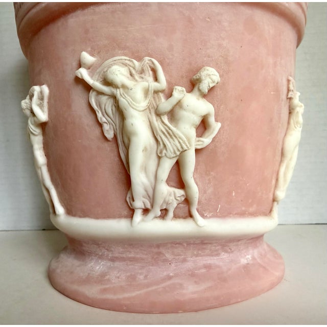 1970s Pink Neoclassical Roman Relief Cachepot Planter, Attributed to Incolay For Sale - Image 4 of 11