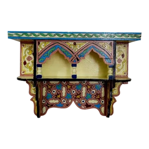 Moroccan Wooden Shelf All Hand-Painted / Yellow