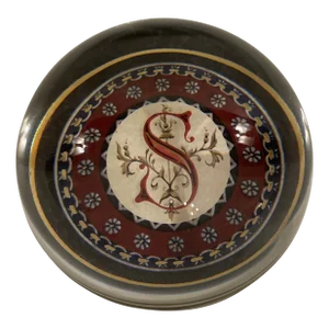 Domed Glass Florentine S Monogram Paperweight