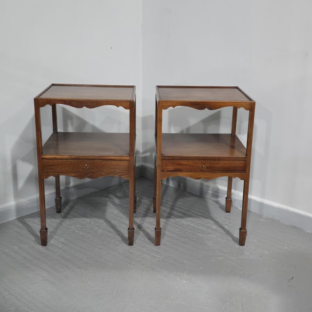 Brown Georgian Bedside Lamp Tables, 1920, Set of 2 For Sale - Image 8 of 8
