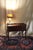 A wonderful Danish sewing table with very MCM style in teak or rosewood. Wood burn stamped with the Furniture Makers...