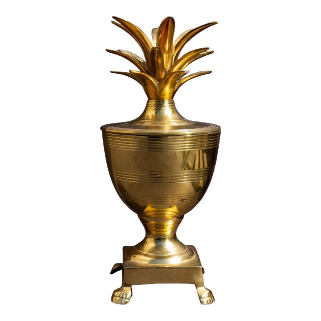 Mid Century Modern Brass Pineapple Covered Compote For Sale