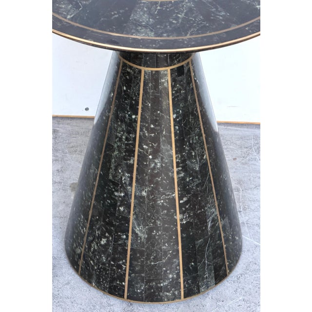 Modern Modern Brass-Inlaid Tessellated Marble Side Table, Attributed to Maitland Smith For Sale - Image 3 of 14