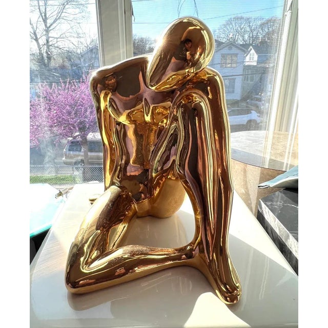 Postmodern 1970 Jaru California Postmodern 18k Gold-Plate Woman Figure Sculpture For Sale - Image 3 of 3