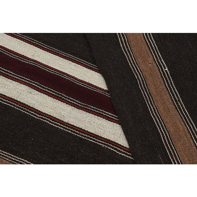 Textile Vintage Turkish Kilim Rug in Brown, Black & White Stripes - Rug & Kilim For Sale - Image 7 of 7