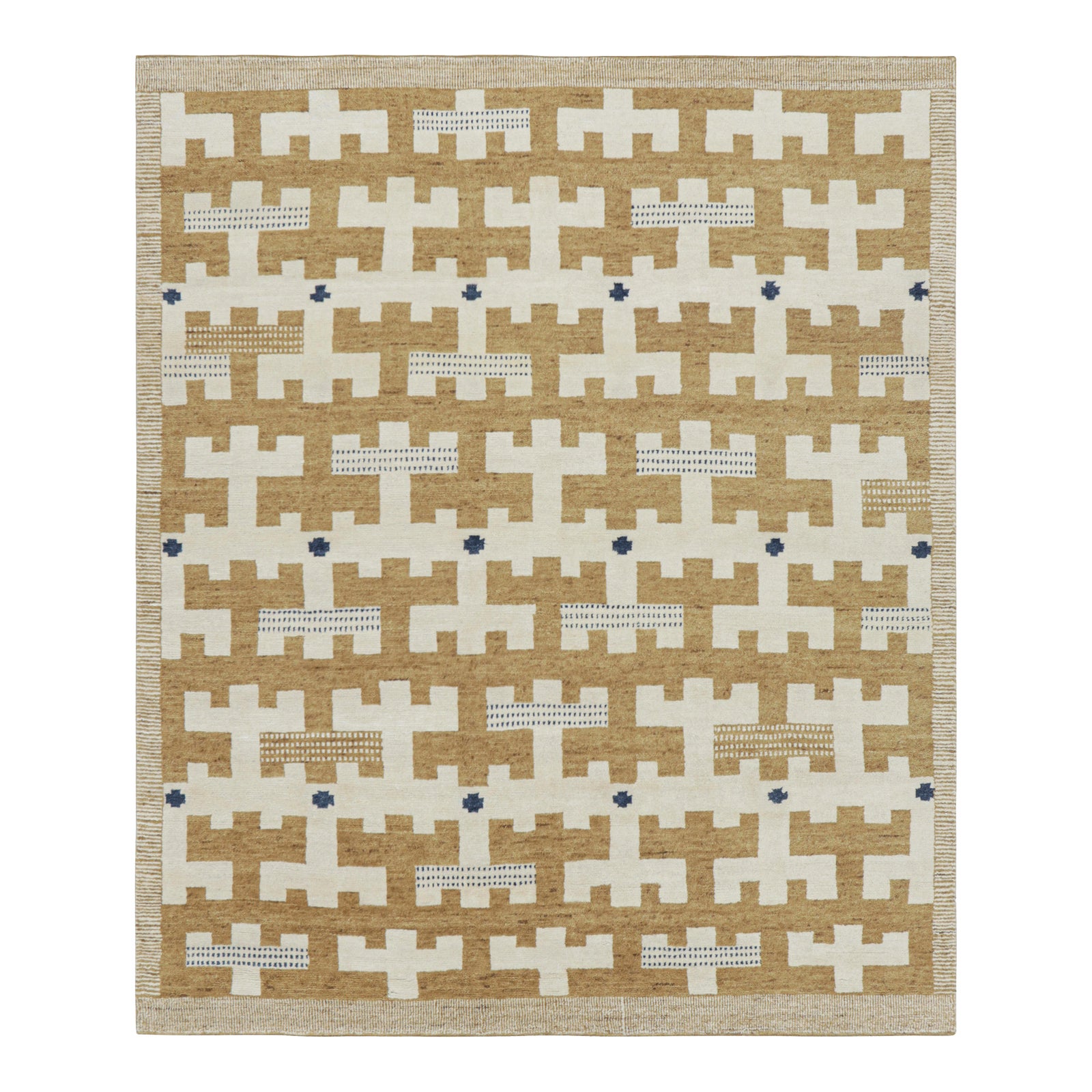 Rug & Kilim’s Scandinavian Style Rug in Beige-Brown and White Geometric ...