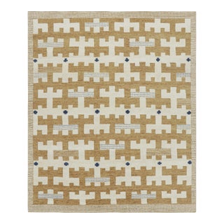Rug & Kilim’s Scandinavian Style Rug in Beige-Brown and White Geometric Patterns - 8x10 For Sale