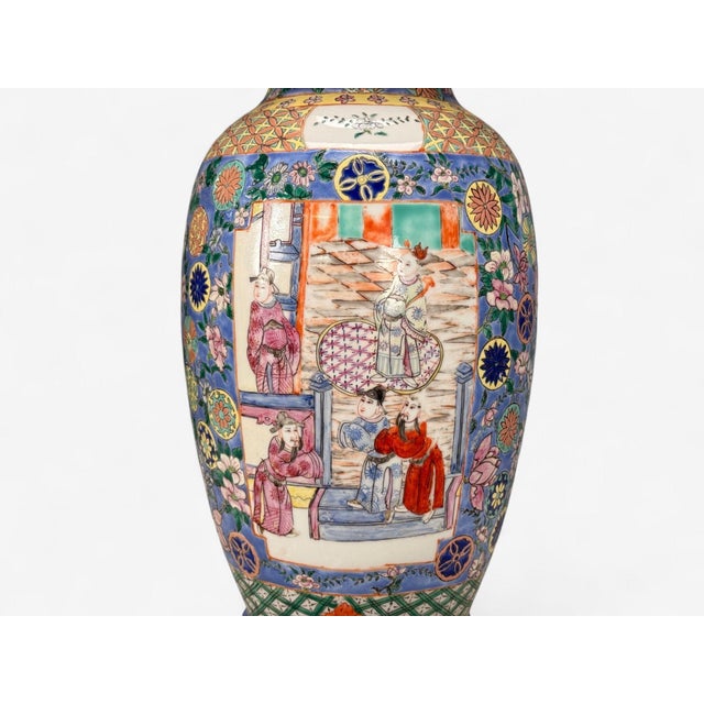 Ceramic Famille Rose, Large Chinese Table Lamps, Porcelian, Rosewood, China, 19th C. For Sale - Image 7 of 13
