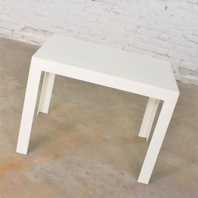 Vintage Modern White Molded Plastic Rectangular Parsons Style Side Table Style Syroco or Kartell For Sale - Image 6 of 13