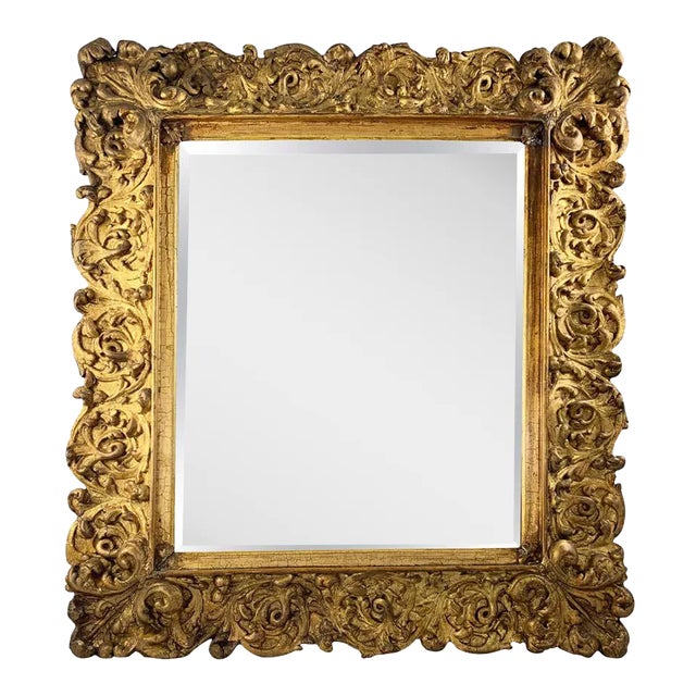 Large 19th Century Carved Giltwood Mirror For Sale