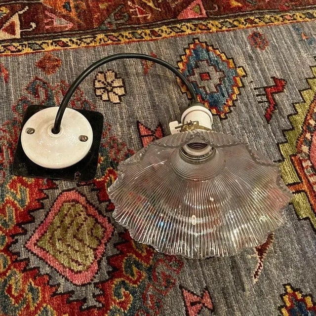 Early 20th Century Ruffle Holophane Pendant Light For Sale - Image 9 of 11