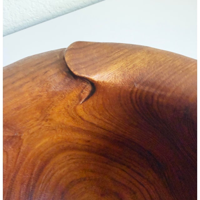 1970s Biomorphic Carved Teak Wood Bowl For Sale - Image 5 of 9