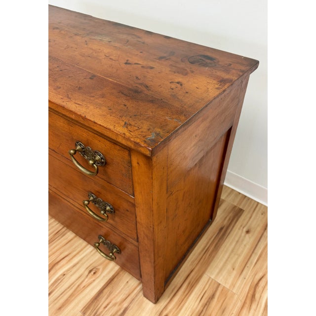 Wood Antique Three Drawer Commode Chest For Sale - Image 7 of 11