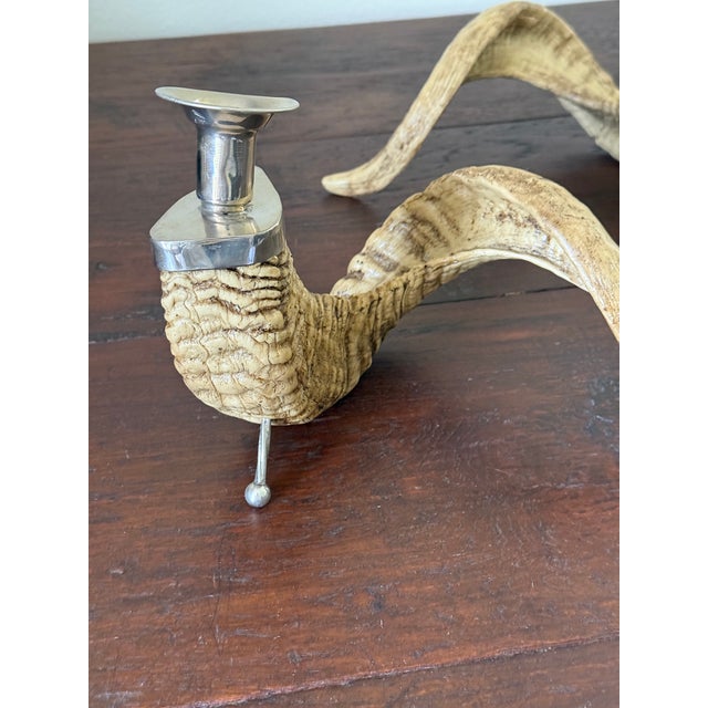 Plastic 1990s Resin Ram Horn Candlesticks For Sale - Image 7 of 7