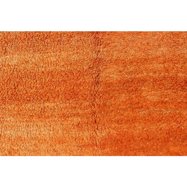 Orange Squared Size Vintage Tulu With Minimalist Design Rug in Solid Orange and Taupe For Sale - Image 8 of 12