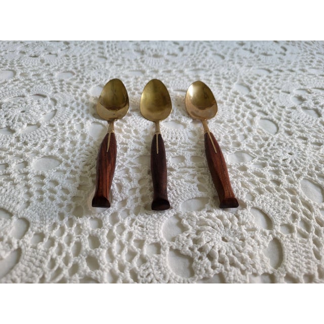 Mid Century Teak Teaspoons- Set of 3 For Sale - Image 4 of 9
