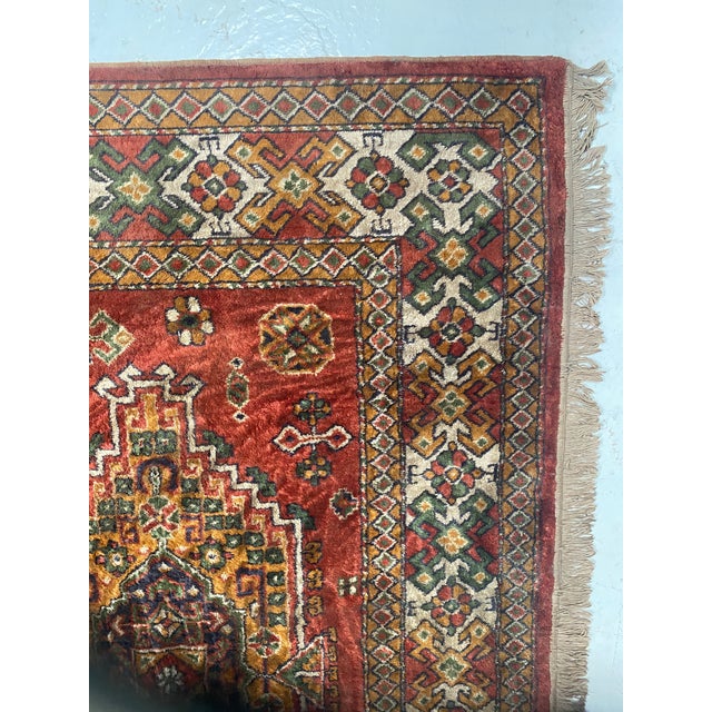 Textile Antique Wool Rug with Designs on Red Background, 1900s For Sale - Image 7 of 10