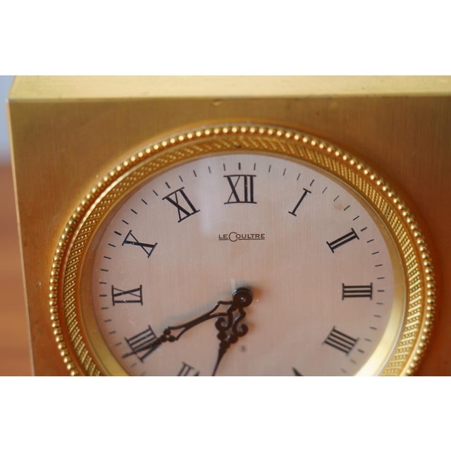 1960s Jaeger-LeCoultre Gilt Brass Desk Clock 8-Day Striking Clock For Sale - Image 10 of 13