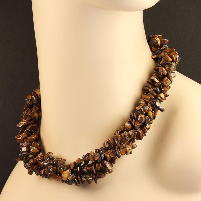 This is part of Chairish’s Costume Jewelry assortment. Two 34 inch infinity necklaces of chatoyant Tiger's Eye. These...