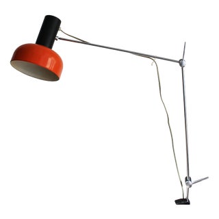 Adjustable Orange Clamp Desk Lamp by Napako, 1960s For Sale