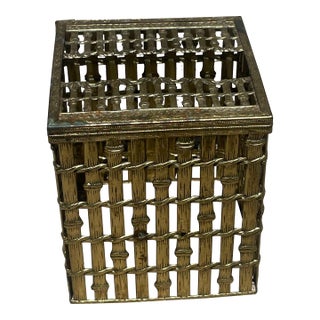 Brass Faux Bamboo Tissue Box Cover For Sale