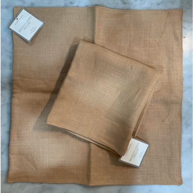 Elevate any interior with this pair of authentic Restoration Hardware Belgian Linen Pillow Covers, sized 20” x 20” and...