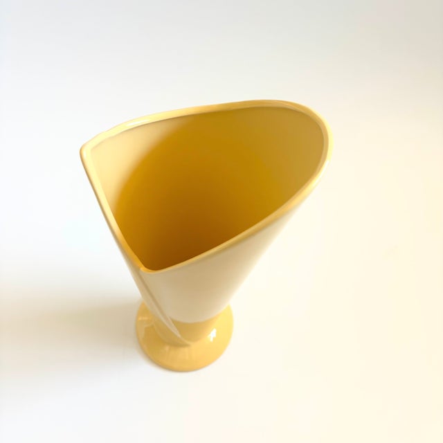 1980s 80s Postmodern Yellow Wrapped Vase For Sale - Image 5 of 8