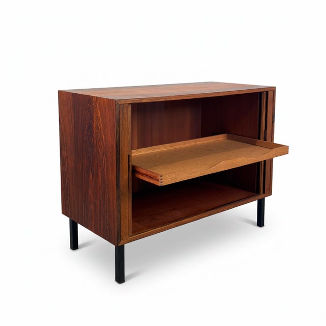 Mid-Century Modern Vintage Danish Rosewood Tambour Cabinet For Sale - Image 3 of 7