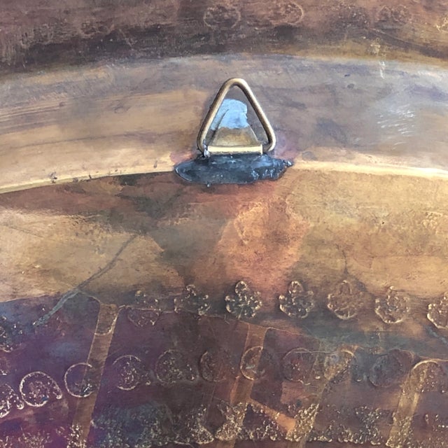 Mid-20th Century Engraved Heavy Brass Two-Tier Chinese Tray Table For Sale - Image 10 of 13