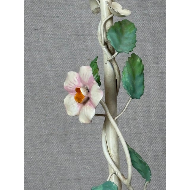 Mid 20th Century French Flora Tole Table With Hand-Painted Details For Sale - Image 4 of 10