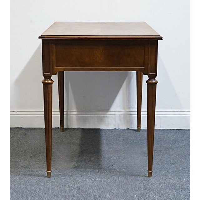 Henredon Furniture Banded Bookmatched Walnut Italian Provincial Style 40" Writing Desk For Sale - Image 12 of 12