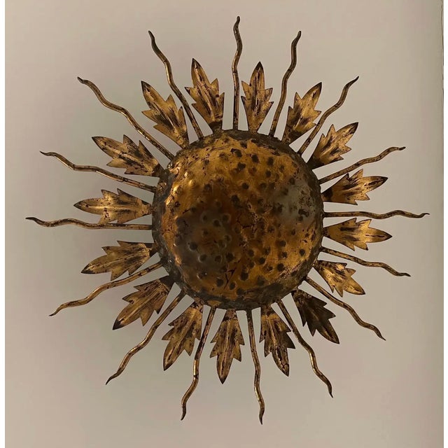 Great early 20th century French starburst flush mount.