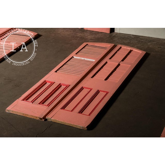 1950s Antique Salvaged New Orleans Architectural Door & Window Panel Set For Sale - Image 5 of 14