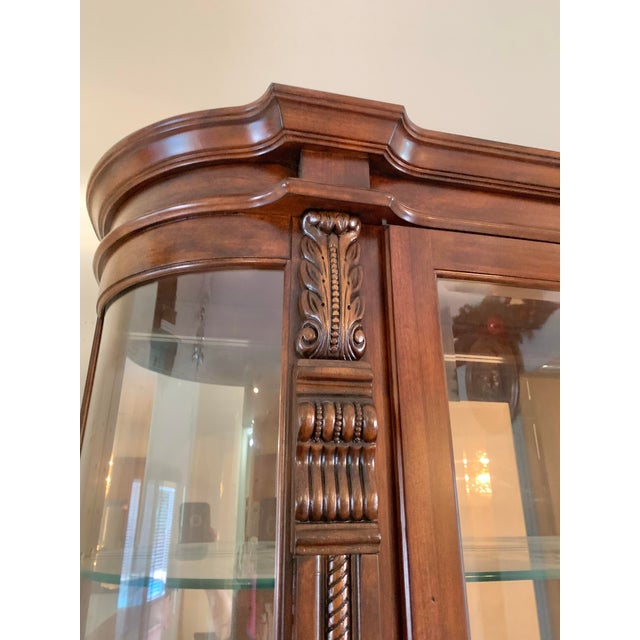 Vintage Hand Carved Display Cabinet Curio With Claw Feet For Sale - Image 9 of 11