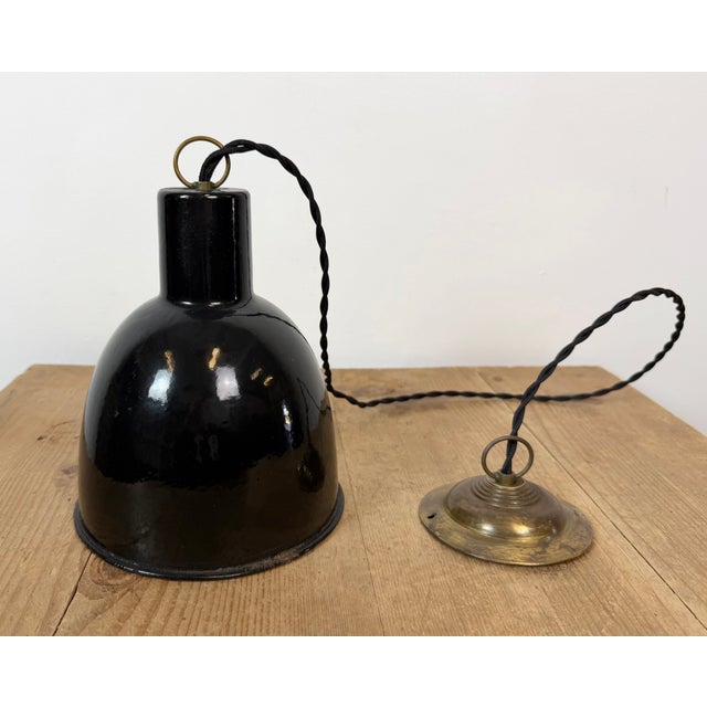 Vintage Industrial Black Enamel Ceiling Lamp, 1950s For Sale - Image 11 of 15