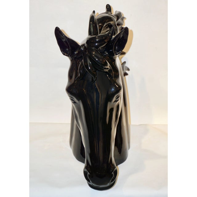 Modern Italian Oversized Black and White Ceramic Horse Head Sculptures - a Pair For Sale - Image 12 of 13
