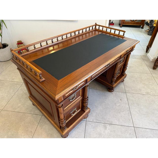 Gründerzeit Column Desk in Oak and Walnut For Sale - Image 4 of 14