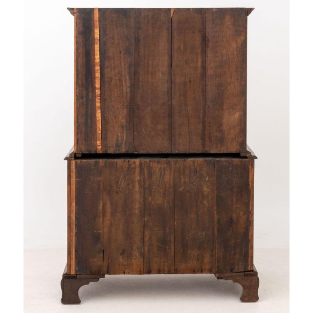 George II Walnut and Featherbanded Chest on Chest For Sale - Image 10 of 10