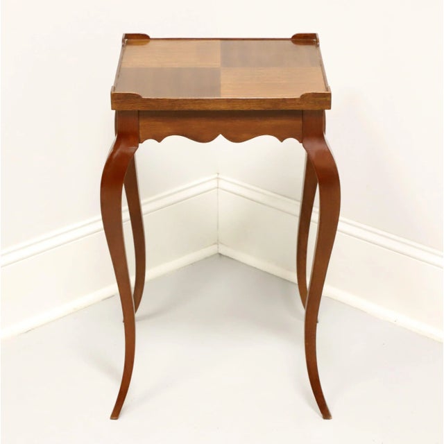 Hekman Furniture Hekman Walnut Inlaid Parquetry Square French Louis XV Accent Table For Sale - Image 4 of 8