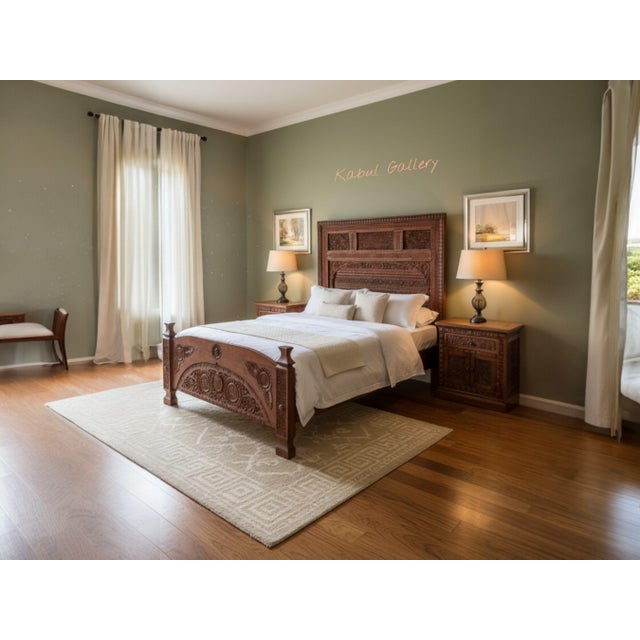 Vintage Cedar Double Bed, Swat-Tal, Pakistan For Sale - Image 14 of 18